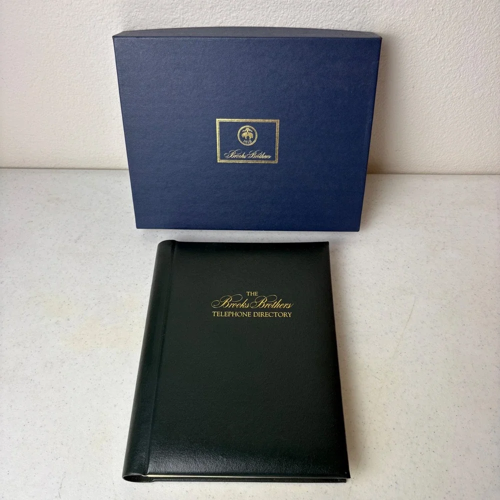 NEW Brooks Brothers Vintage Telephone Directory Address Book Green Logo Boxed